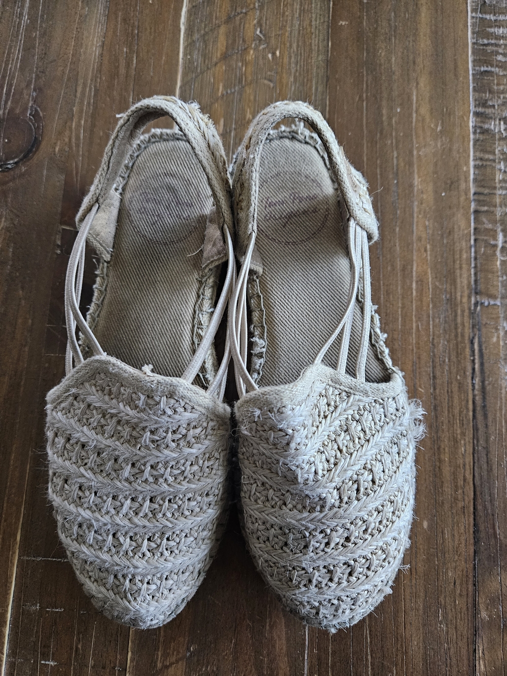 Women's Crochet Espadrille Slingbacks in Beige